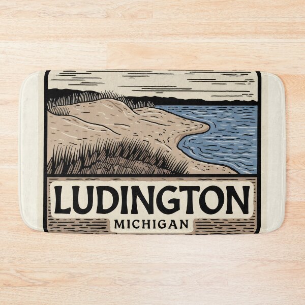 Item preview, Ludington Michigan Vintage Woodcut Style Dune Art designed and sold by TheOldMittenIllustrated.