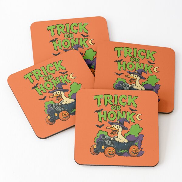 Aperçu de l'œuvre Trick or Honk – Conception de hot rod d'oie d'Halloween créée et vendue par Nibble & Doodle.