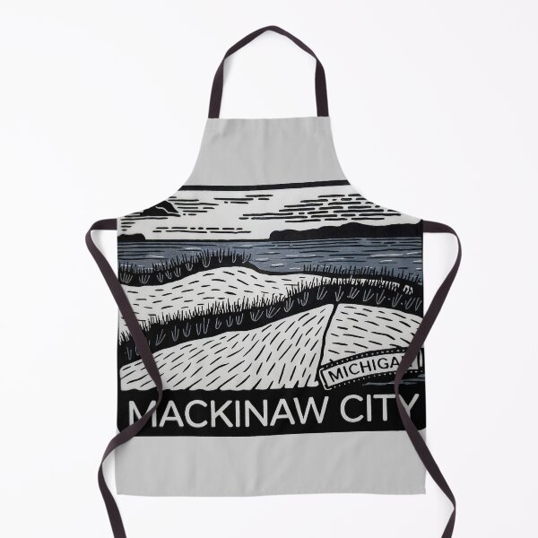 Item preview, Mackinaw City Michigan Vintage Woodcut Style Dune Art designed and sold by TheOldMittenIllustrated.