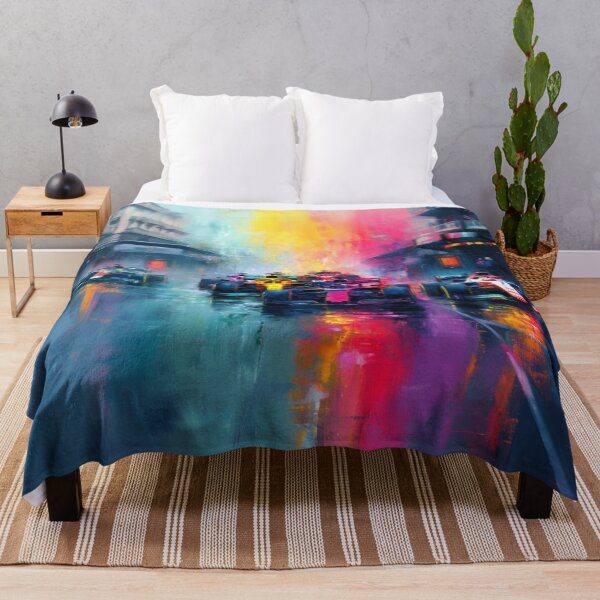 Item preview, Abstract depiction of Formula 1 cars racing with vibrant colours Art Inspired By Nature And The Active Outdoors designed and sold by CDC40.