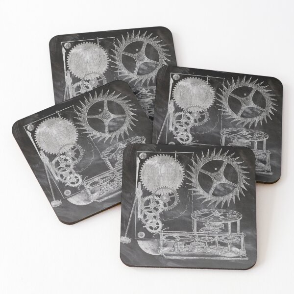 Item preview, Dark Academia vintage patent print chalkboard steampunk clock gear designed and sold by LEILA ART SPACE.