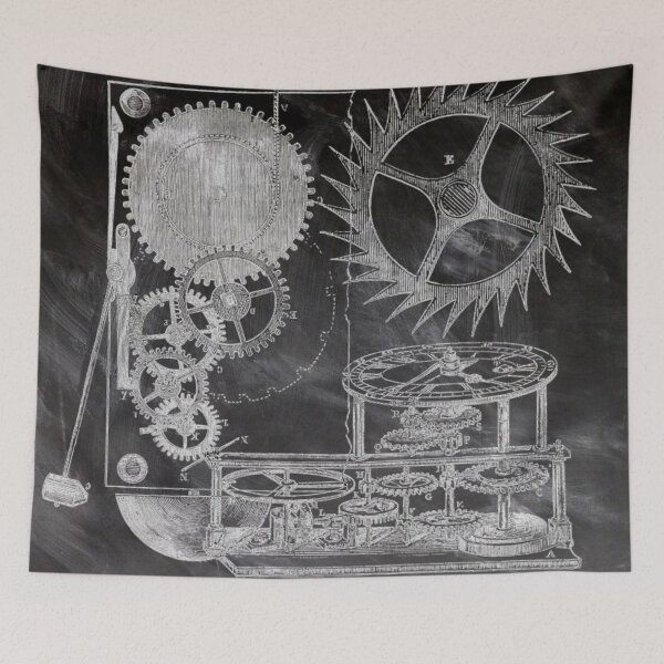 Item preview, Dark Academia vintage patent print chalkboard steampunk clock gear designed and sold by LEILA ART SPACE.