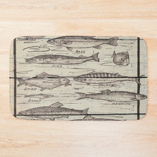 Item preview, wood lakehouse cottage fisherman freshwater Fish designed and sold by LEILA ART SPACE.