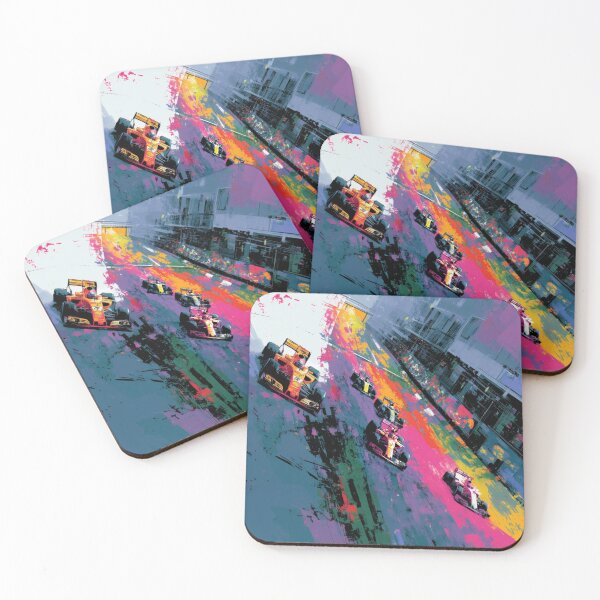Item preview, Abstract depiction of Formula 1 cars racing with vibrant colours Art Inspired By Nature And The Active Outdoors designed and sold by CDC40.