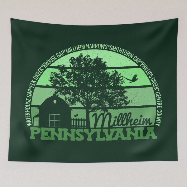 Item preview, Millheim Pennsylvania Sunset Retro Vintage Local Pride Logo designed and sold by CRHPOD20.