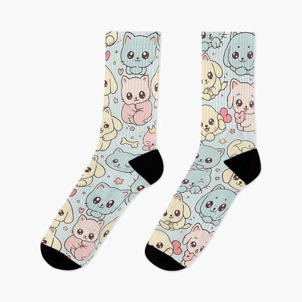 Item preview, Kawaii Pastel Dogs and Cats Seamless Pattern Cute Chibi Pets Design designed and sold by ArtDesignTp.