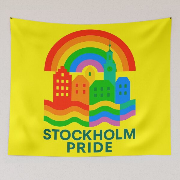 Item preview, LGBT Gay pride Rainbow flag Stockholm Pride designed and sold by JETSETPRIDE.