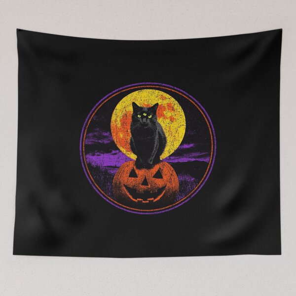 Item preview, Harvest Moon Watcher - Black Cat and Pumpkin Halloween Design designed and sold by jagatdsgn.