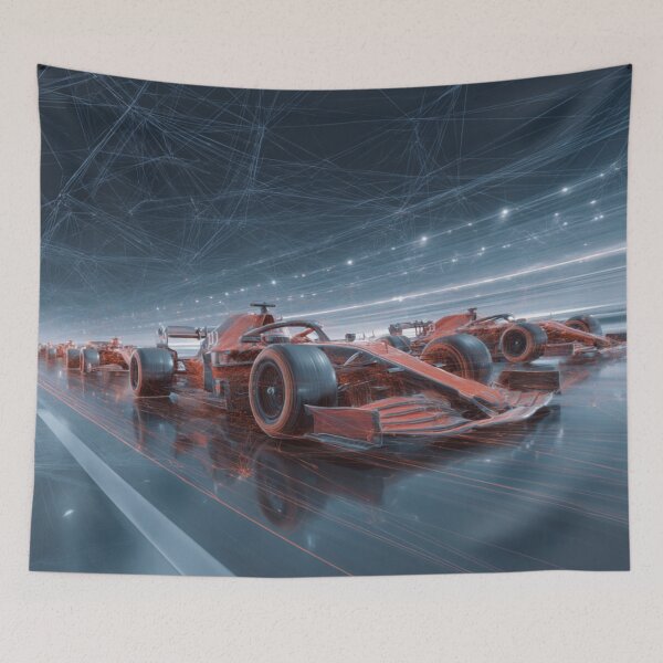 Item preview, Cars zooming through a circuit amidst geometric patterns Art Inspired By Nature And The Active Outdoors designed and sold by CDC40.