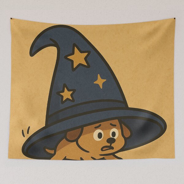 Item preview, Tiny Dog Under a Giant Wizard Hat designed and sold by Lolili69.