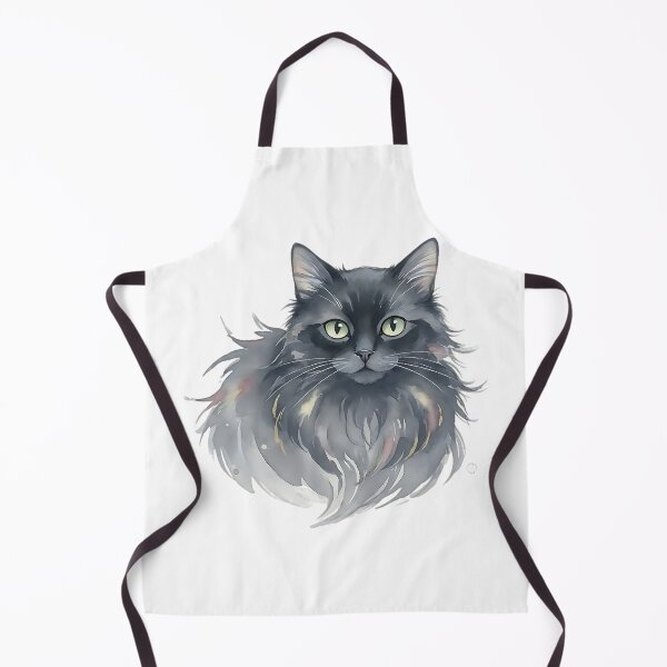 Item preview, Fluffy Gray Cat Portrait Realistic Long Hair Feline Illustration designed and sold by ArtDesignTp.