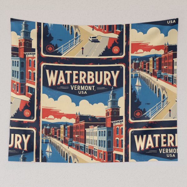 Item preview, Waterbury Vermont 1950s USA Vintage Travel Tourism designed and sold by TravelersGems.