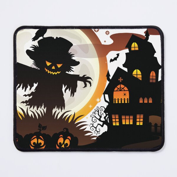 Item preview, Colorful Halloween Haunted House Design – Glowing Jack O’Lantern & Spooky Scarecrow designed and sold by petpuppymania.
