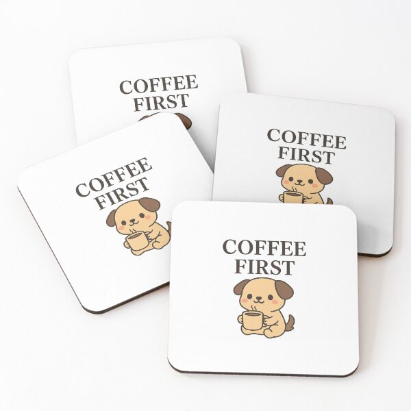 Item preview, Coffee First – Cute Kawaii Puppy designed and sold by Design-Curios.