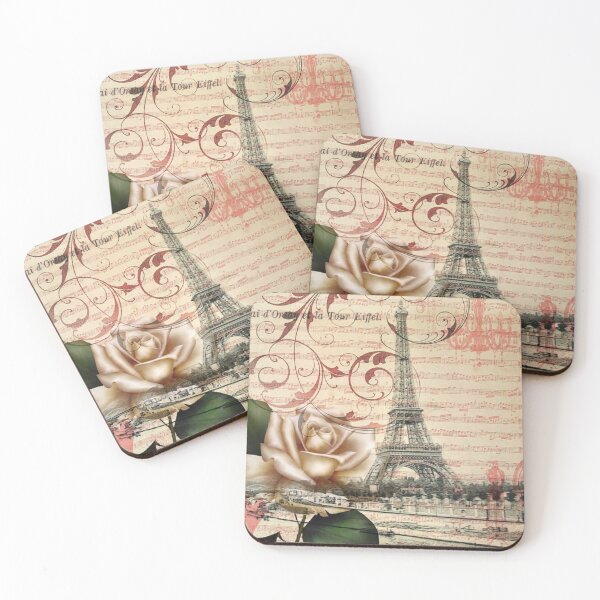 Item preview, dark academia vintage french botanical white rose paris eiffel tower  designed and sold by LEILA ART SPACE.