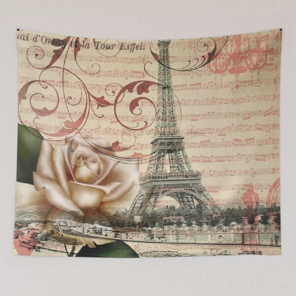 Item preview, dark academia vintage french botanical white rose paris eiffel tower  designed and sold by LEILA ART SPACE.