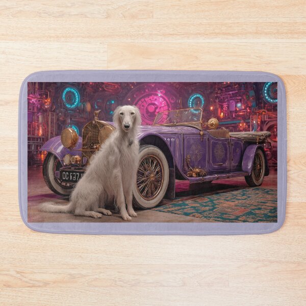 Item preview, A Borzoi dog near a car psychedelic  funk mechanical designed and sold by Verademacedoart.