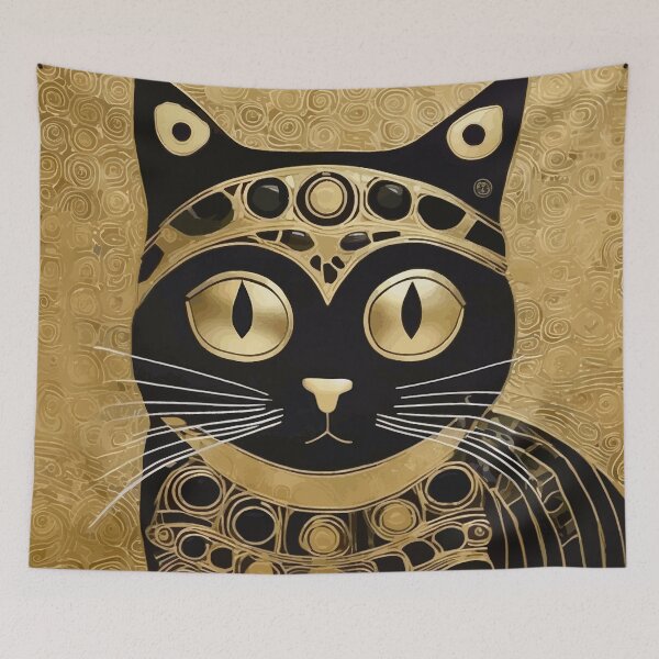 Item preview, Gustav Klimt Black and Gold Cat in Royal Robes designed and sold by Vicky Brago-Mitchell®.