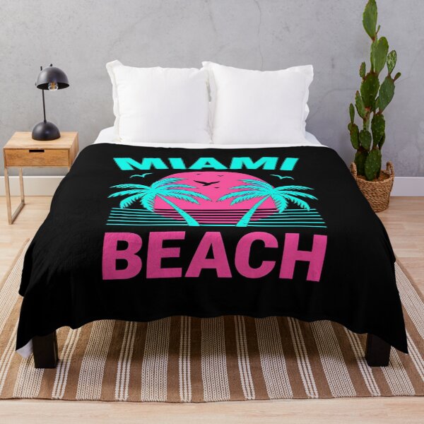 Item preview, MIAMI BEACH: Tropical t-shirt with a retro-style graphic designed and sold by StickerArt Shop.