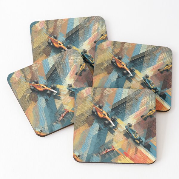 Item preview, Cars zooming through a circuit amidst geometric patterns Art Inspired By Nature And The Active Outdoors designed and sold by CDC40.
