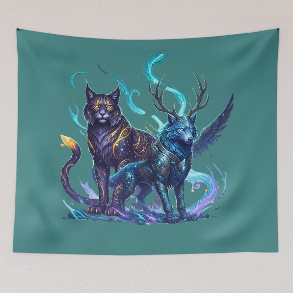 Item preview, Mythical Companions | The Spirit Wolf-Stag & The Celestial Lynx designed and sold by E-SarnEdge.