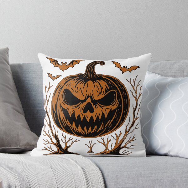 Item preview, Halloween Pumpkin Evil Laughing in a Spooky Forest designed and sold by CorAleArt.