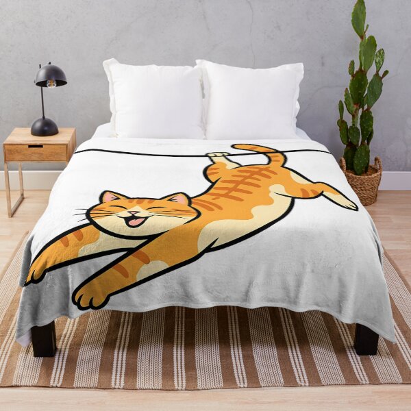 Item preview, Playful Orange Cat Hanging on Rope Cute Cartoon Kitty Illustration designed and sold by ArtDesignTp.