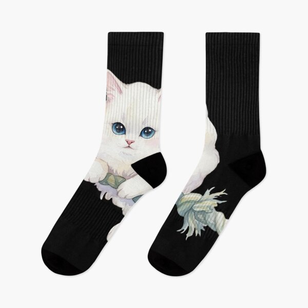 Item preview, Adorable White Cat Sitting on Rope Cute Cartoon Kitty Illustration designed and sold by ArtDesignTp.