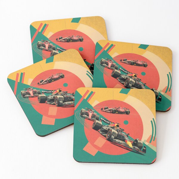 Item preview, Cars zooming through a circuit amidst geometric patterns Art Inspired By Nature And The Active Outdoors designed and sold by CDC40.