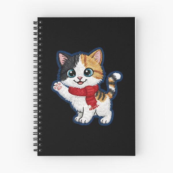 Item preview, Cute Calico Cat with Red Scarf Winter Cartoon Kitty Illustration designed and sold by ArtDesignTp.