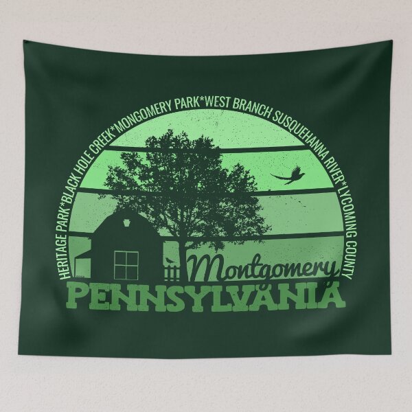 Item preview, Montgomery Pennsylvania Sunset Retro Vintage Local Pride Logo designed and sold by CRHPOD20.