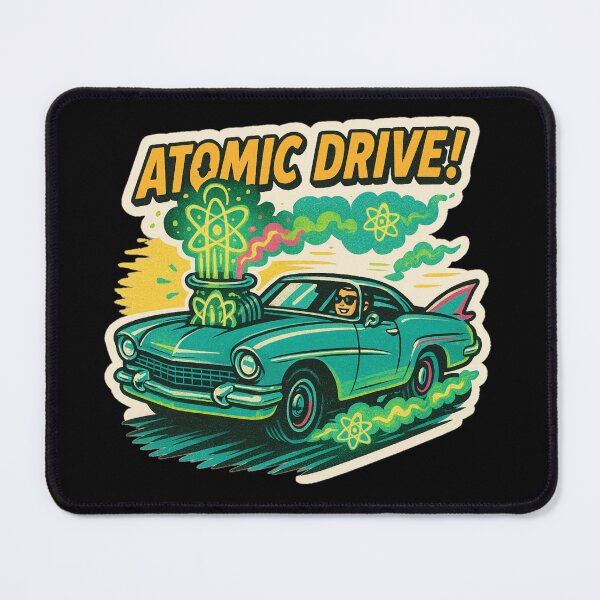 Item preview, Atompunk Car – Atomic Drive Retro Sticker designed and sold by JacobKAurumhead.