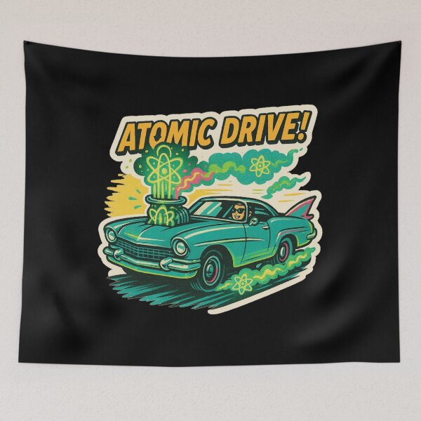 Item preview, Atompunk Car – Atomic Drive Retro Sticker designed and sold by JacobKAurumhead.