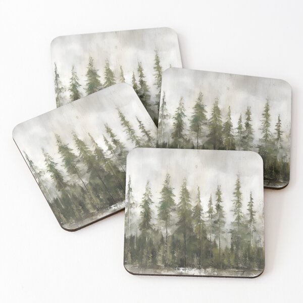 Item preview, Vintage Forest Painting, Watercolor Pine Forest, Rustic Tree Wall Decor, Pine Tree Landscape, Misty Forest Art Print, Pine Tree Painting designed and sold by SavageVision.