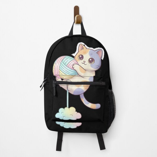 Item preview, Playful Cat with Colorful Yarn Ball Cute Cartoon Kawaii Kitty Illustration designed and sold by ArtDesignTp.