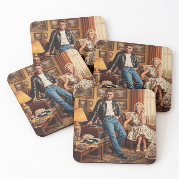 Item preview, James Dean & Marilyn Monroe - Retro Record Listening Art 3rd Edition  designed and sold by Art's Diner.