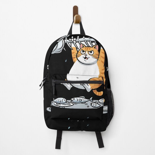 Item preview, Funny Orange Cat Holding Fish Skeleton Cartoon Kawaii Kitty Illustration designed and sold by ArtDesignTp.