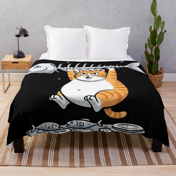 Item preview, Funny Orange Cat Holding Fish Skeleton Cartoon Kawaii Kitty Illustration designed and sold by ArtDesignTp.