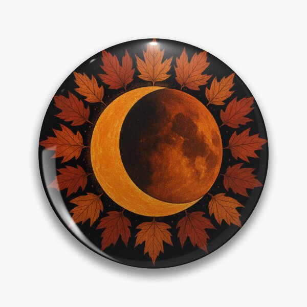 Item preview, Autumn Equinox Moon – Crescent Moon with Fall Leaves designed and sold by Painted Moon by Luna Bee™.