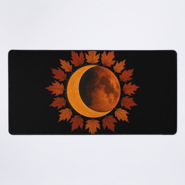 Item preview, Autumn Equinox Moon – Crescent Moon with Fall Leaves designed and sold by Painted Moon by Luna Bee™.