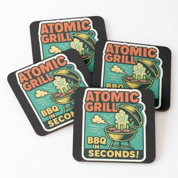 Item preview, Retro Atomic Grill BBQ Sticker – Funny Atompunk Barbecue Comic Art, Nuclear Energy Grill Design designed and sold by JacobKAurumhead.