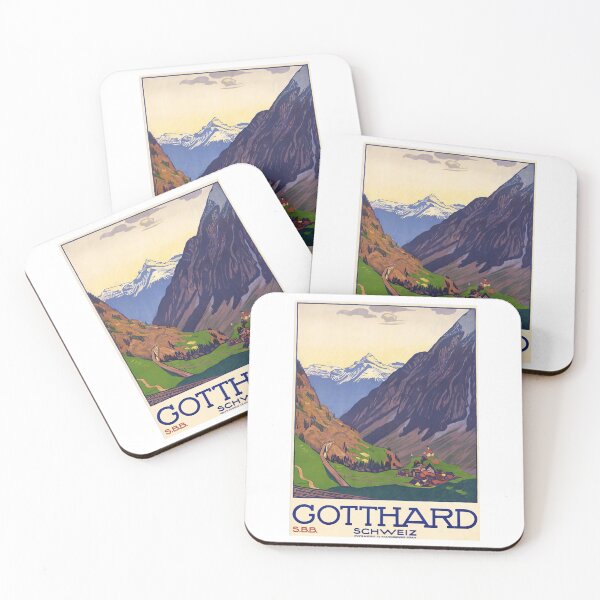 Item preview, Vintage Gotthard Switzerland Rail Poster designed and sold by TeeARTHY.