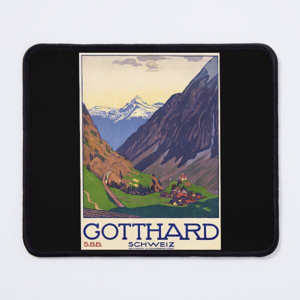 Item preview, Vintage Gotthard Switzerland Rail Poster designed and sold by TeeARTHY.