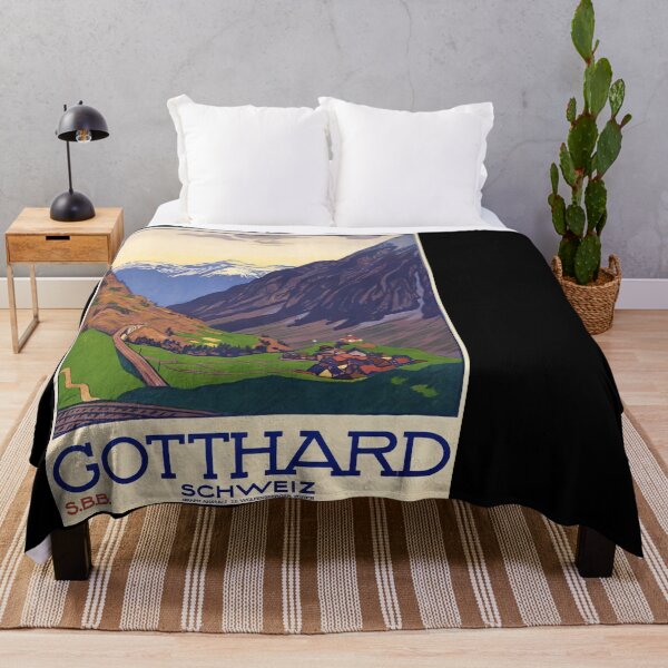 Item preview, Vintage Gotthard Switzerland Rail Poster designed and sold by TeeARTHY.