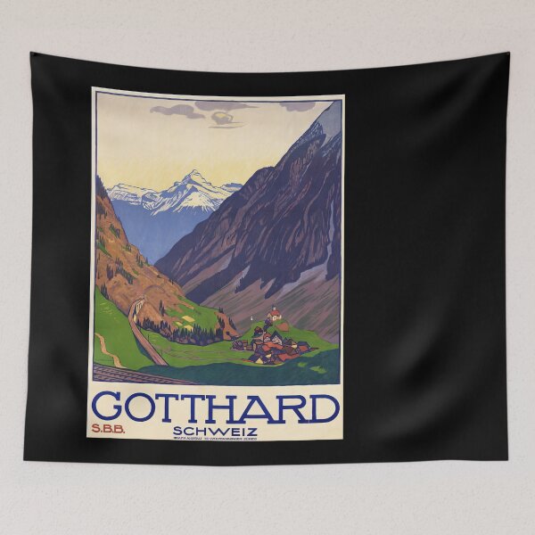 Item preview, Vintage Gotthard Switzerland Rail Poster designed and sold by TeeARTHY.