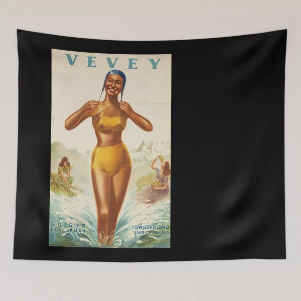 Item preview, Vintage Vevey Switzerland Travel Poster designed and sold by TeeARTHY.