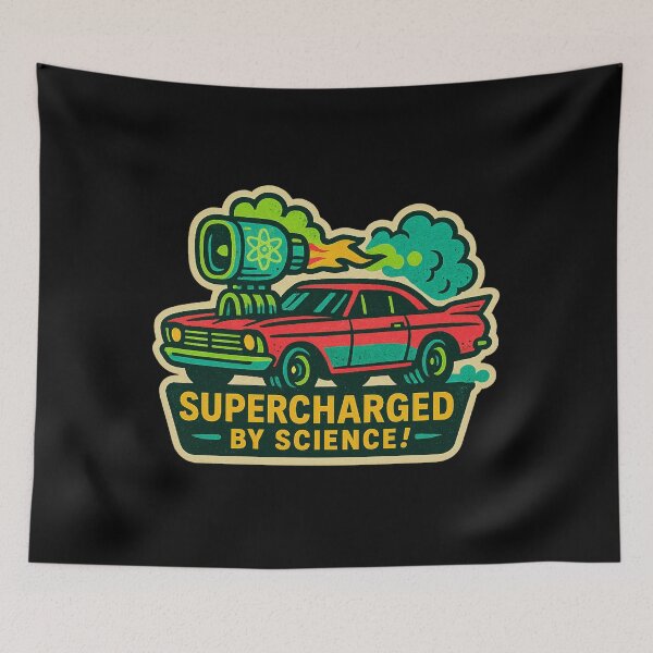 Item preview, Retro Muscle Car Atomic Engine Sticker – Vintage Hot Rod Sci-Fi Comic Art, Funny Car Gift designed and sold by JacobKAurumhead.
