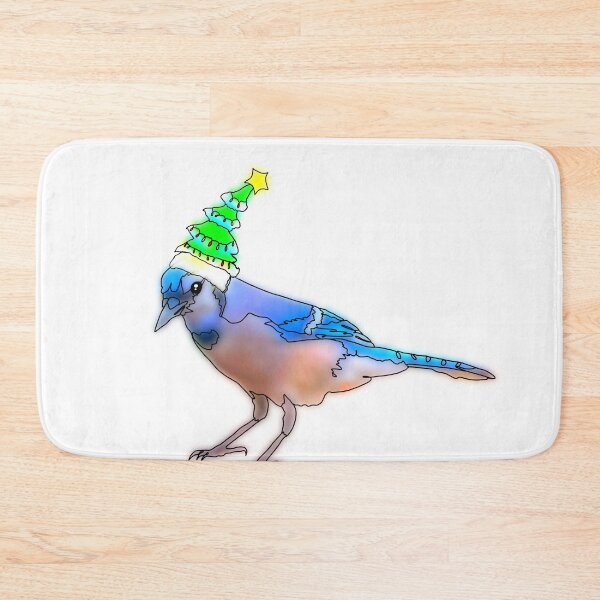 Item preview, Blue jay wearing festive tree Hat - animalzinhats  designed and sold by Ashley’sAnimalz.