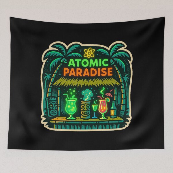 Item preview, Retro Tiki Bar Neon Sign Sticker – Vintage Atomic Paradise Cocktail Art, Funny Tropical Retro Gift designed and sold by JacobKAurumhead.