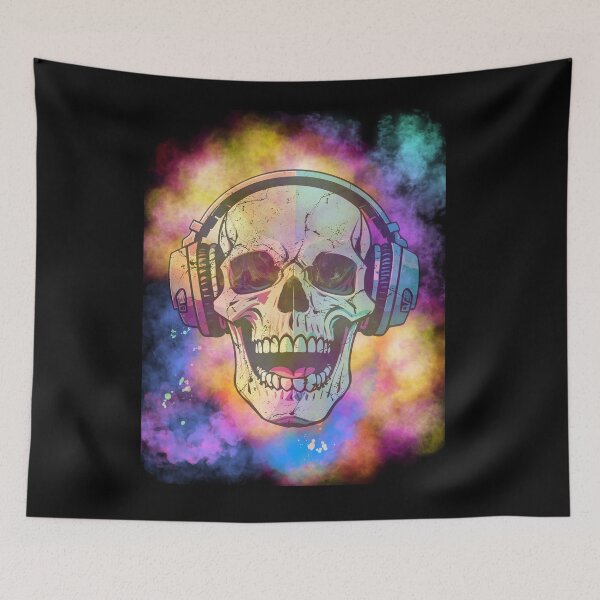 Item preview, Skull with Headphones over Colorful Smoke designed and sold by SJ5Designs.